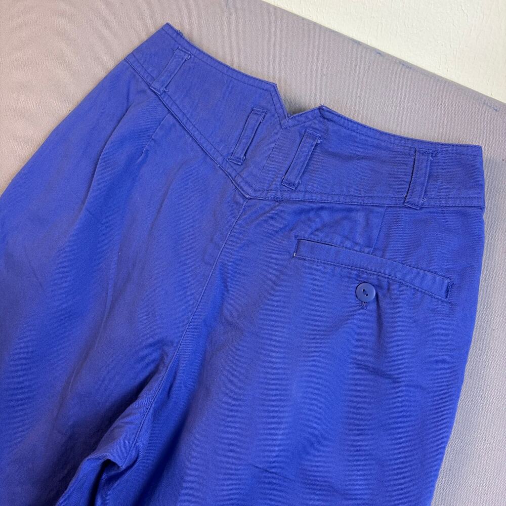 Vintage 80's Pants High Waisted Pleated Bold Retro Western Cobalt Blue 24" Waist - Picture 5 of 6